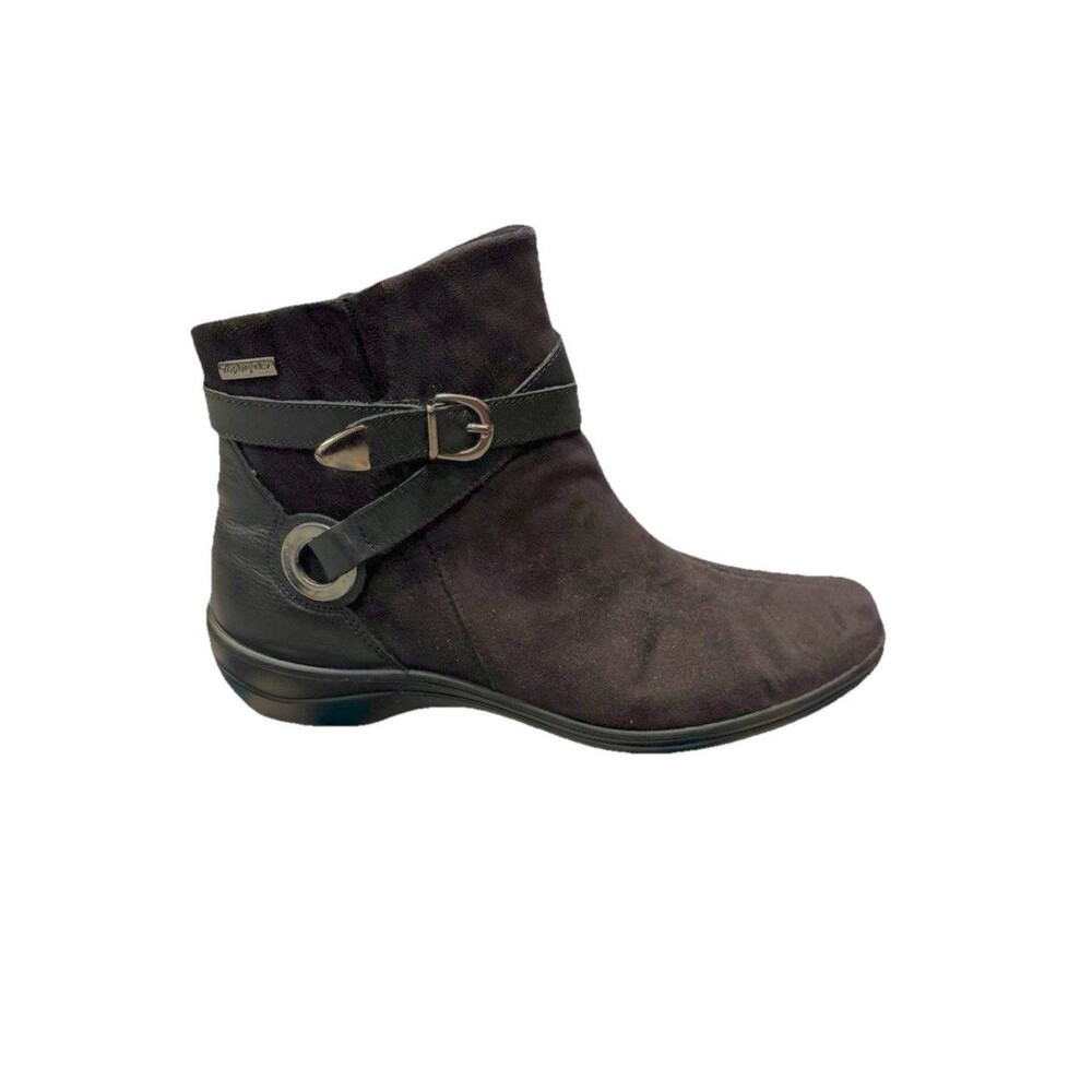 Suede Brown Boots Womens Sz 6.5 (37) Dry Tex Waterproof Pull On Side Zip Leather